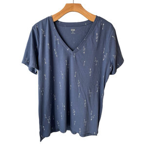 ANA T Shirt Womens XL Blue Arrows Print V Neck Top